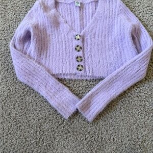 Lavender Button-Up Women Sweater